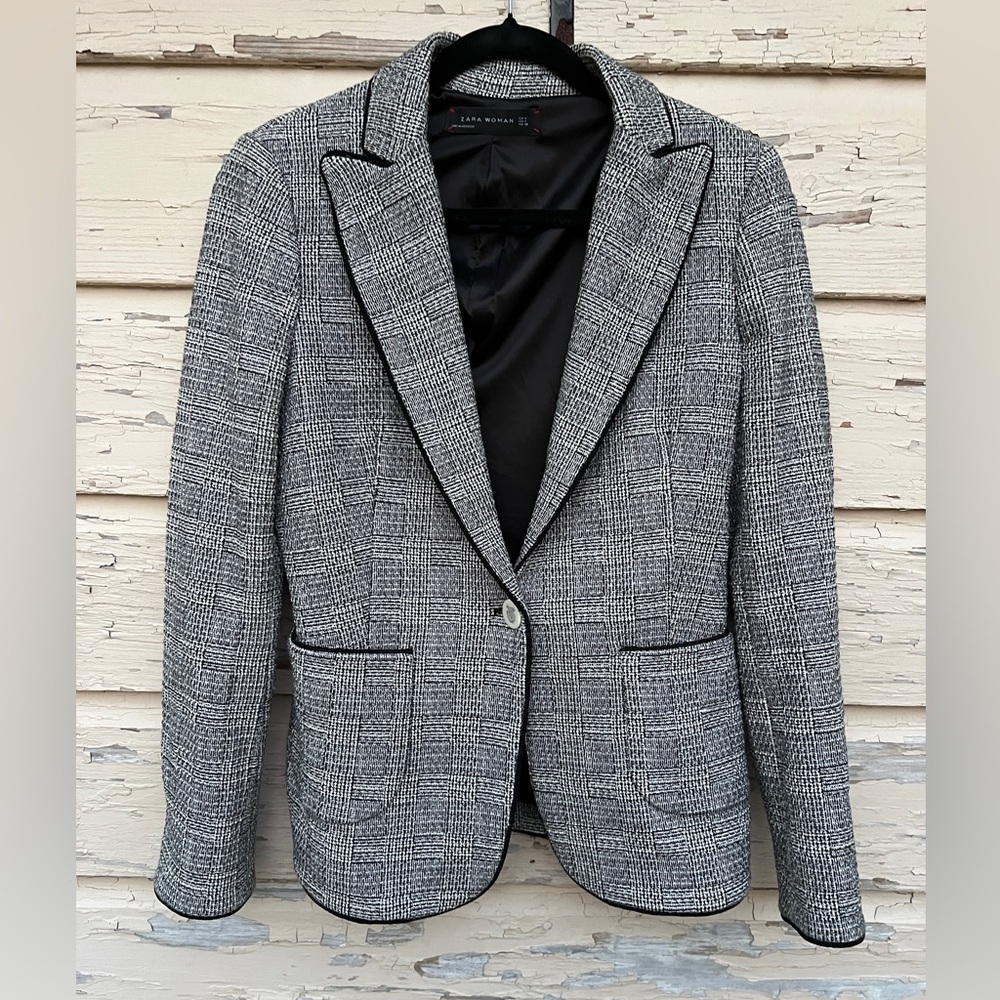 Zara Woman Tailored Fit Tweed Fall Work Career Wear Blazer Jacket XS